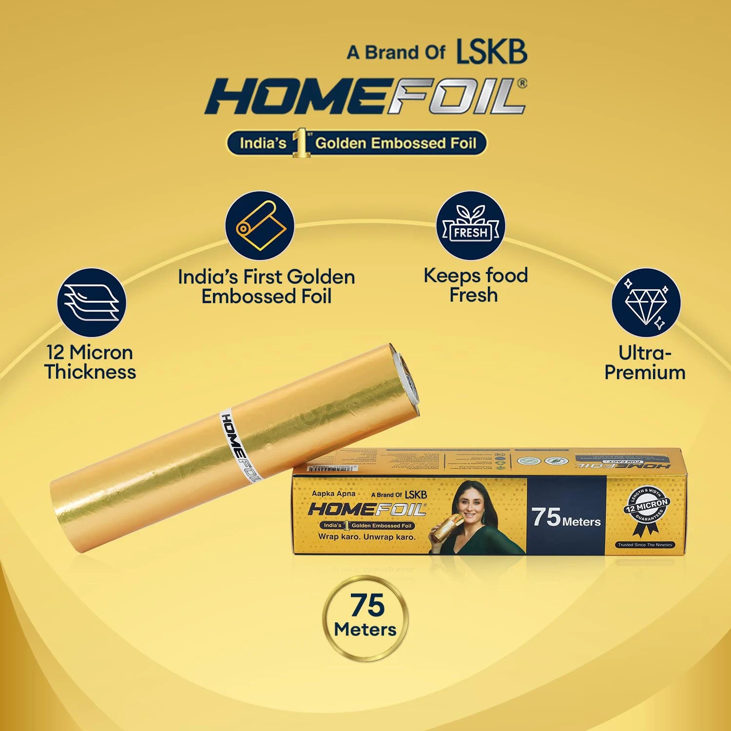 HOMEFOIL 75 Meters Golden Embossed Foil