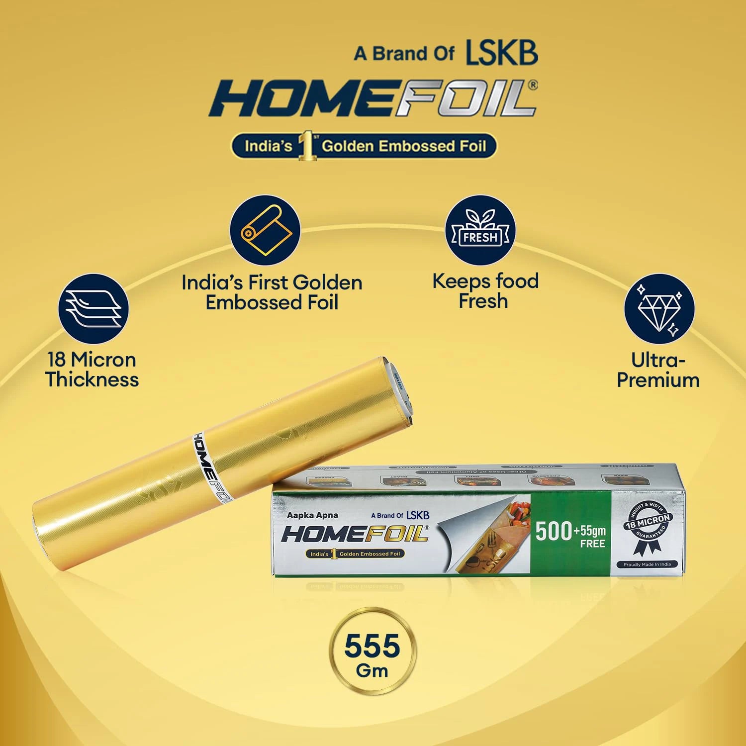HOMEFOIL 500+55 gm Free Golden Embossed Foil