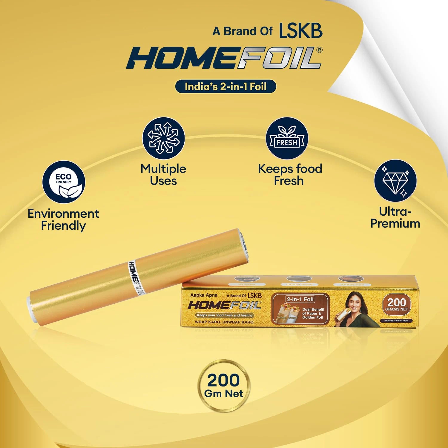 HOMEFOIL 2-in-1 Paper & Golden Foil (200 Grams)