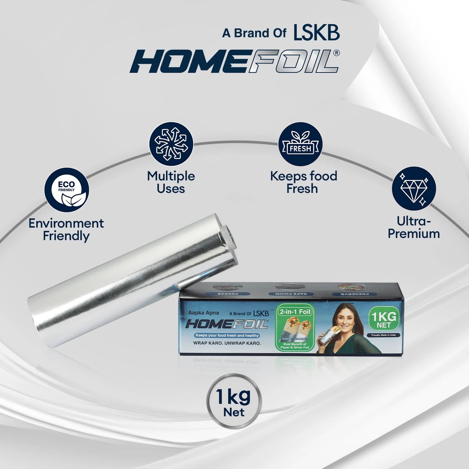 HOMEFOIL 2-in-1 Paper & Silver Foil (1 KG Net)