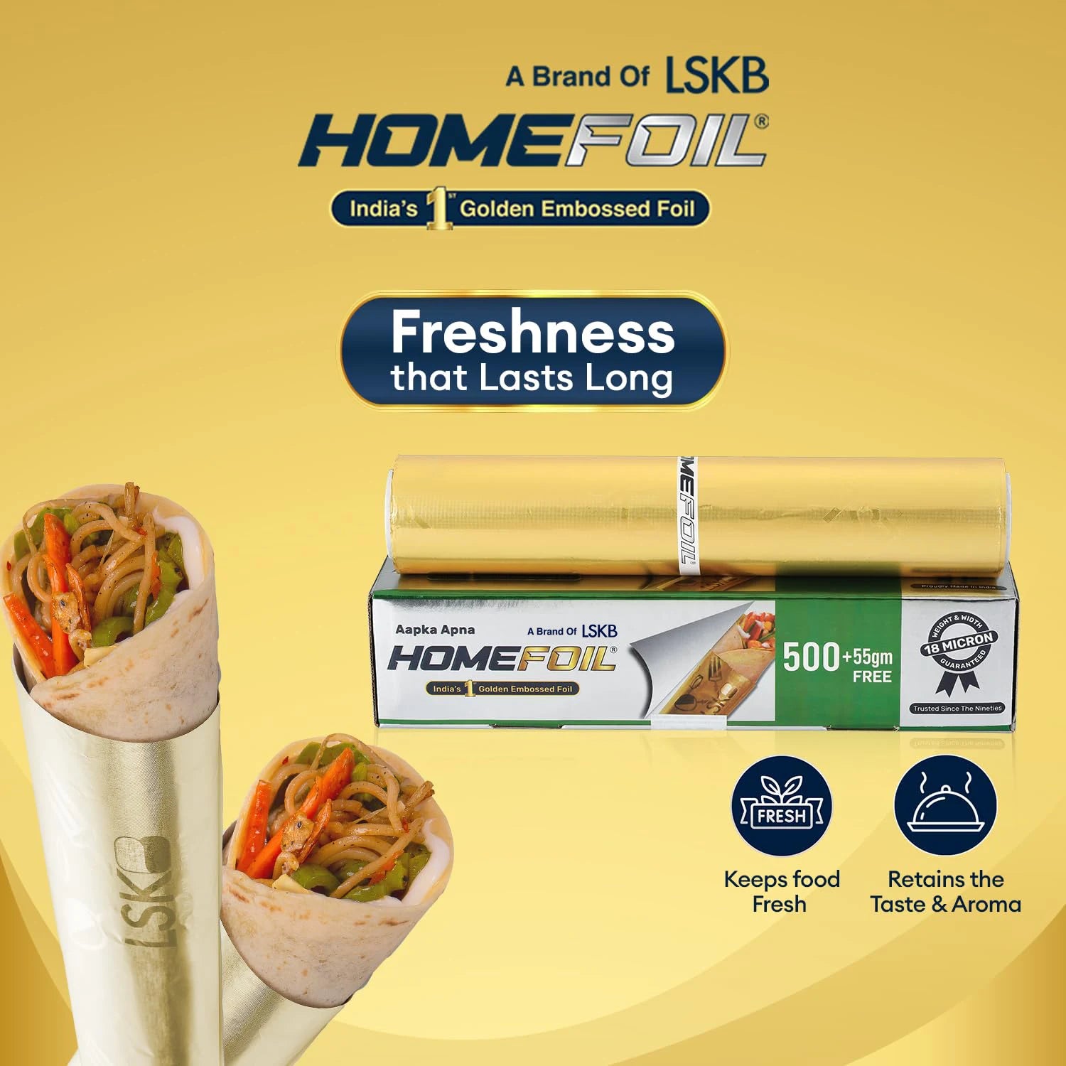 HOMEFOIL 500+55 gm Free Golden Embossed Foil