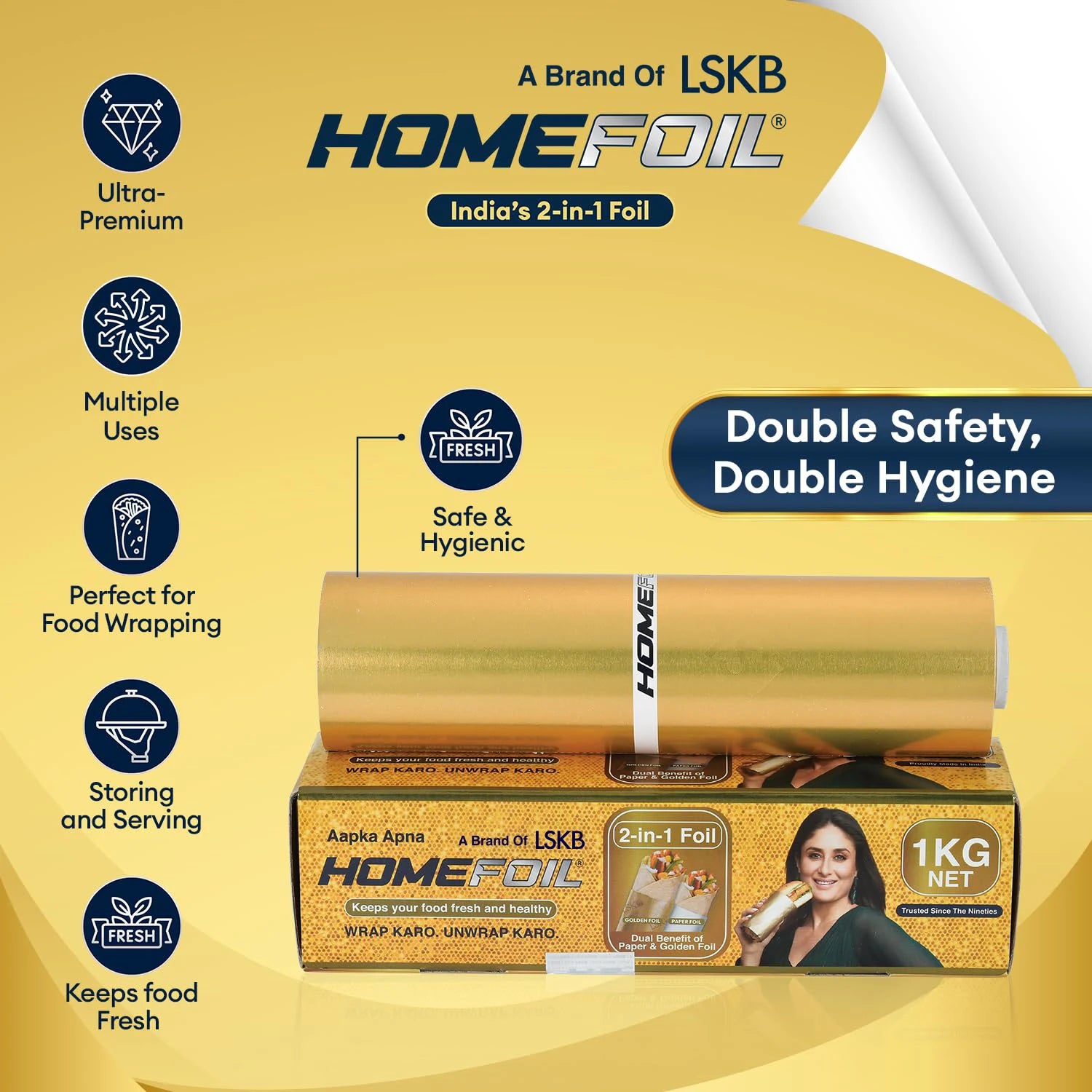 HOMEFOIL 2-in-1 Paper & Golden Foil (1 KG Net)