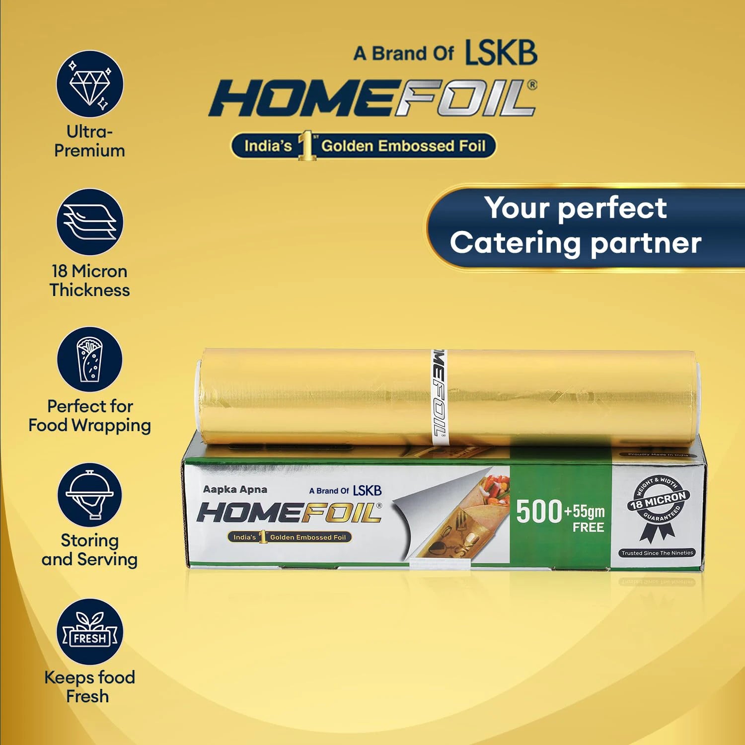 HOMEFOIL 500+55 gm Free Golden Embossed Foil