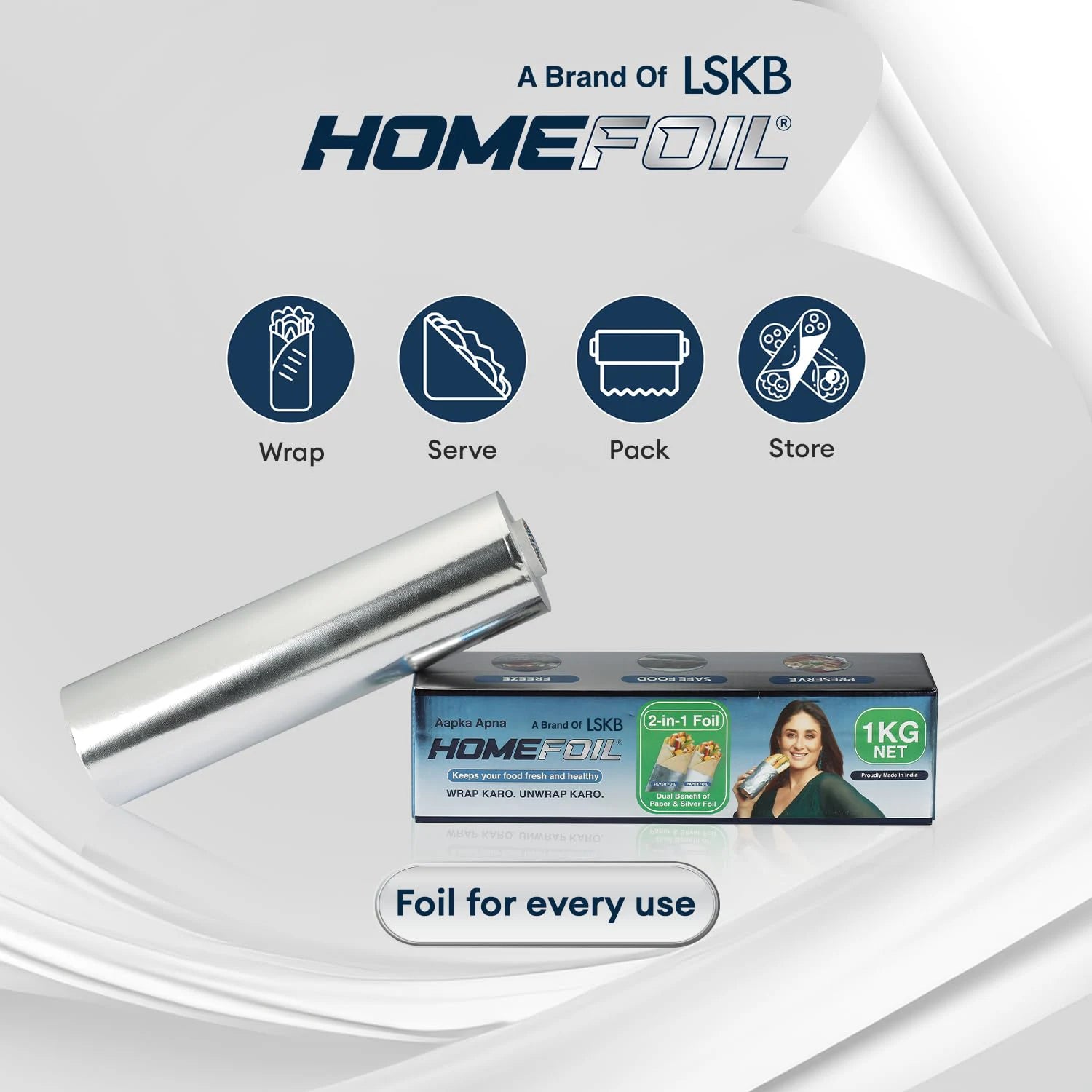 HOMEFOIL 2-in-1 Paper & Silver Foil (1 KG Net)