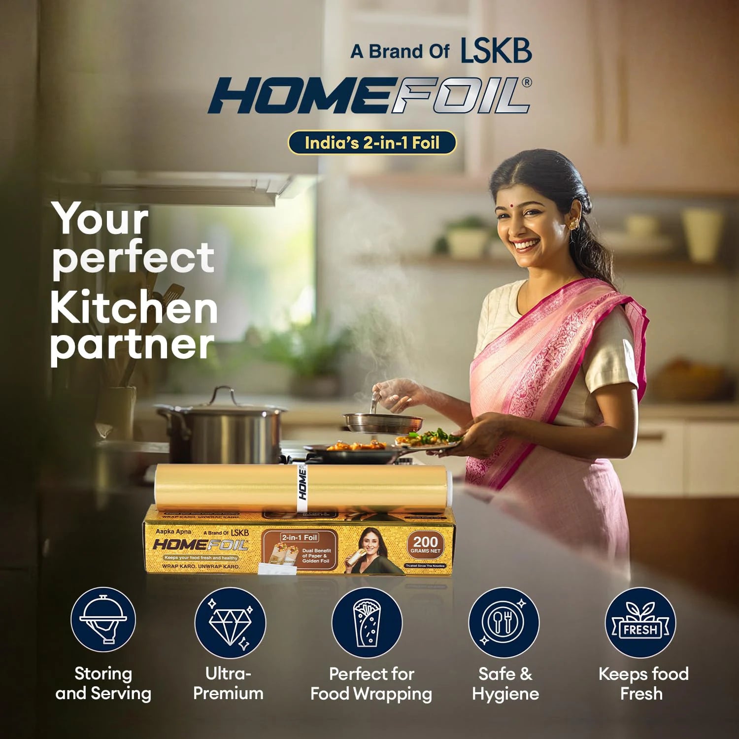 HOMEFOIL 2-in-1 Paper & Golden Foil (200 Grams)