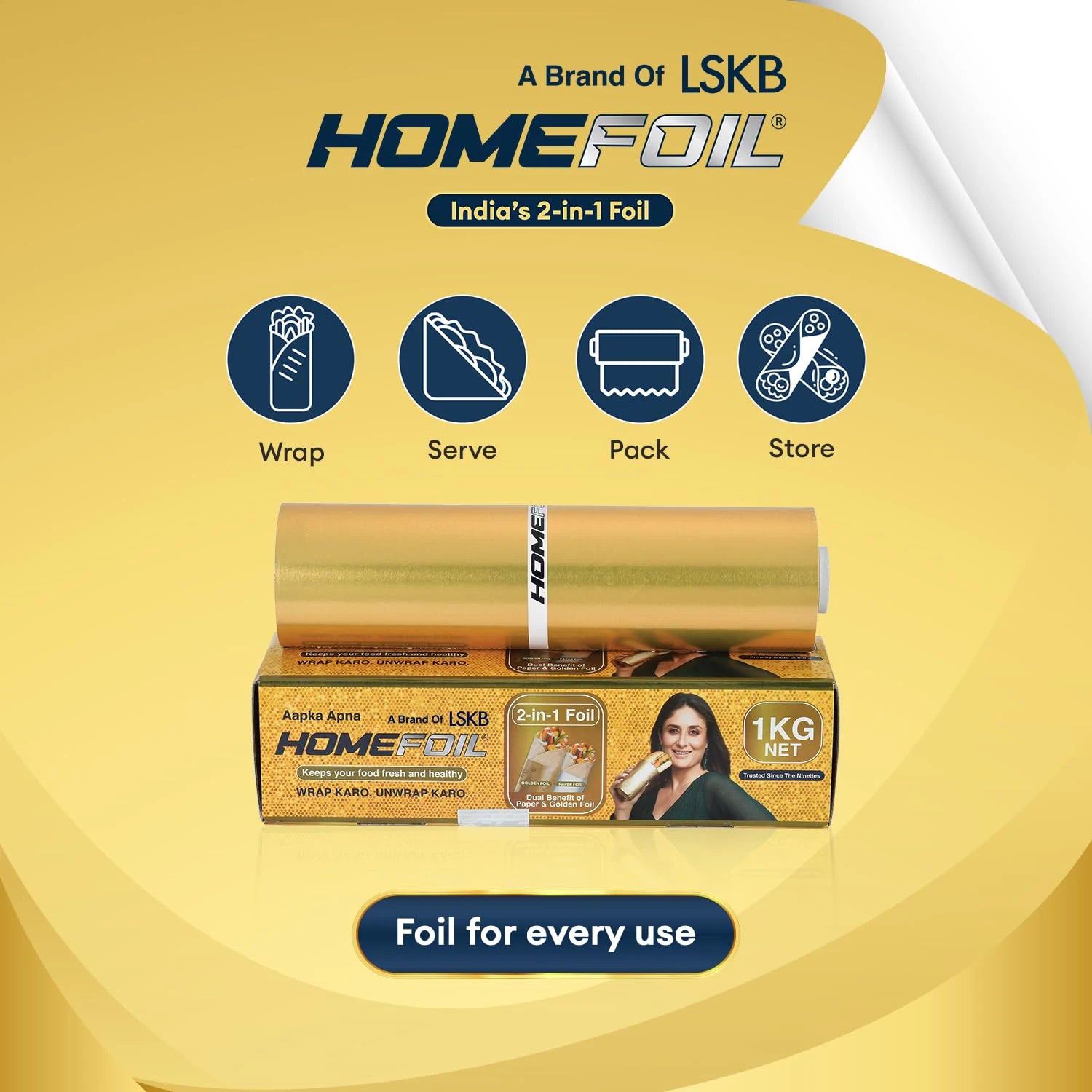 HOMEFOIL 2-in-1 Paper & Golden Foil (1 KG Net)
