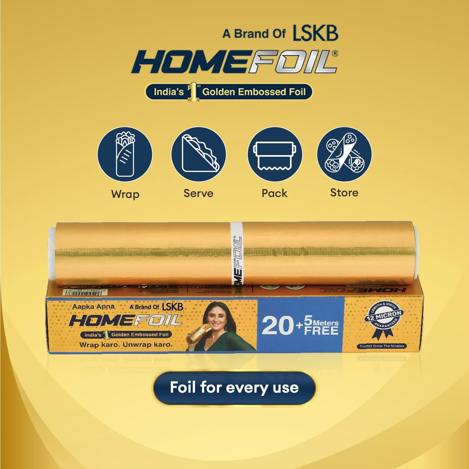 HOMEFOIL 20+ 5 Meters Free Golden Embossed Foil (Pack of 3)