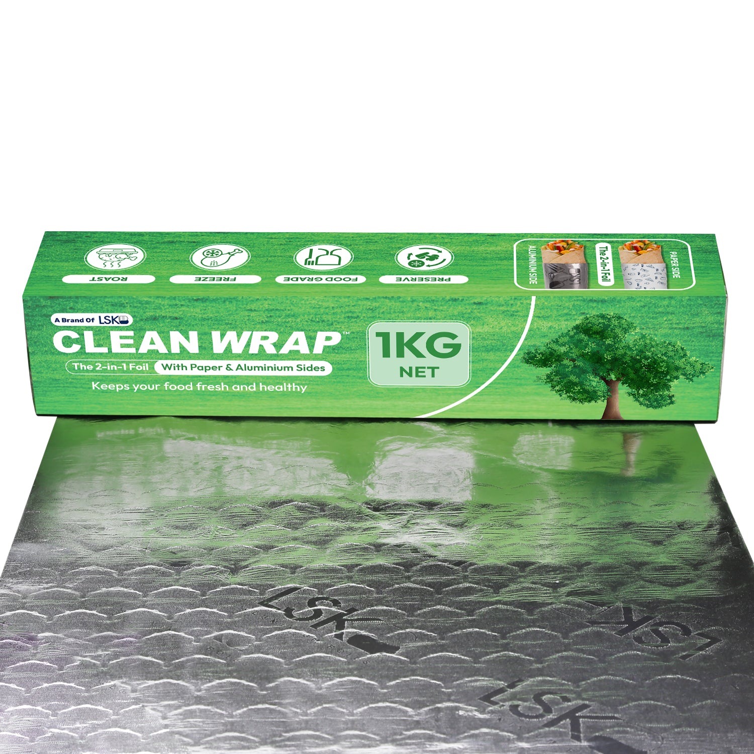 CLEAN WRAP 2-in-1 Aluminium & Paper Foil (1 KG Net)