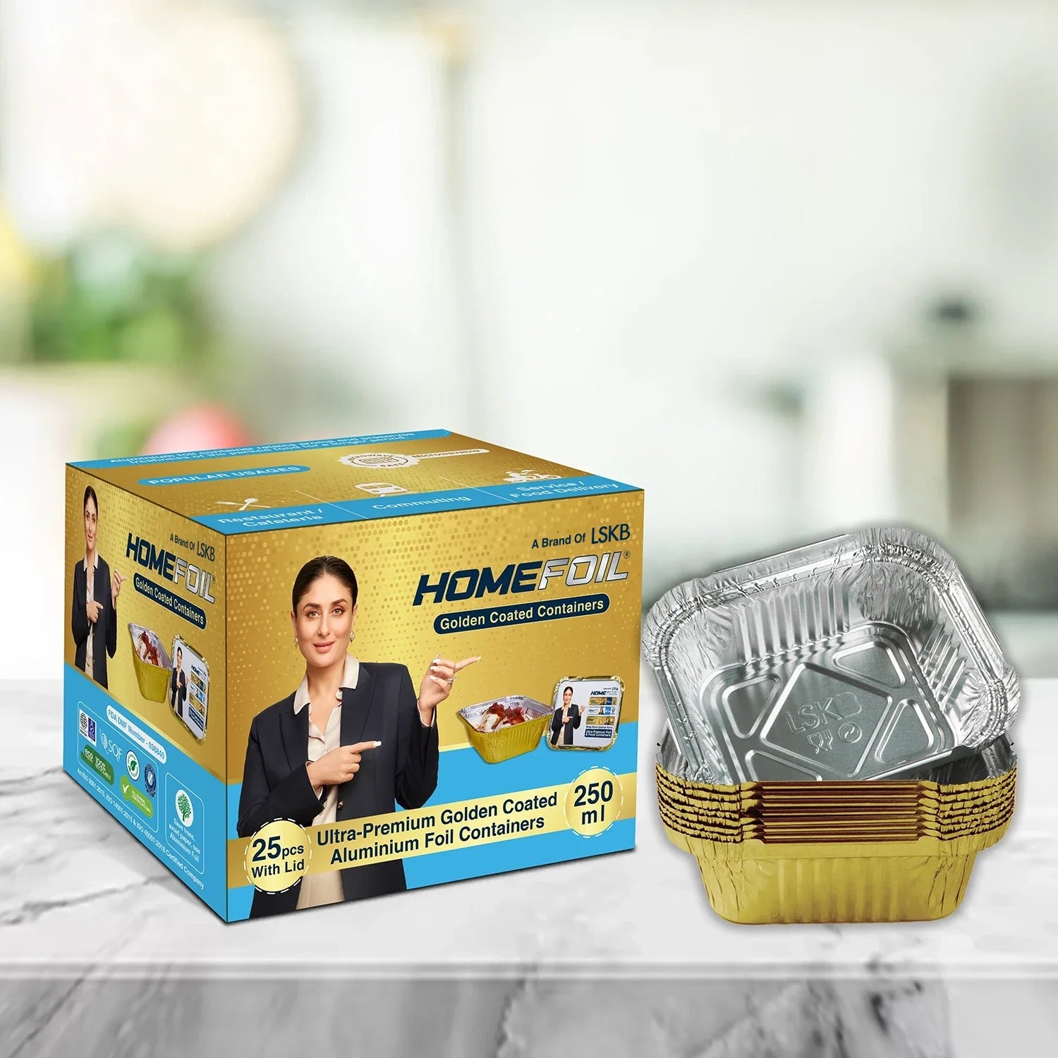 HOMEFOIL Golden Coated Containers 250ml
