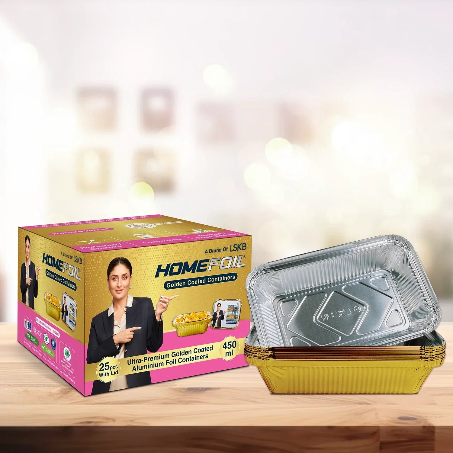HOMEFOIL Golden Coated Containers 450ml