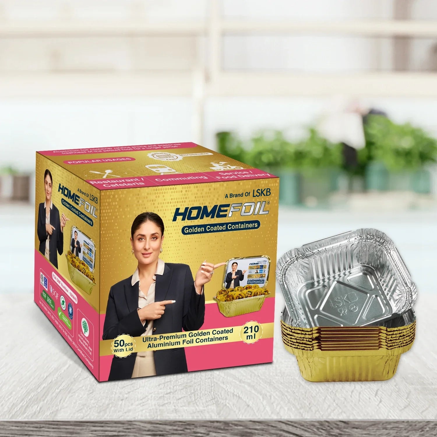 HOMEFOIL Golden Coated Containers 210ml