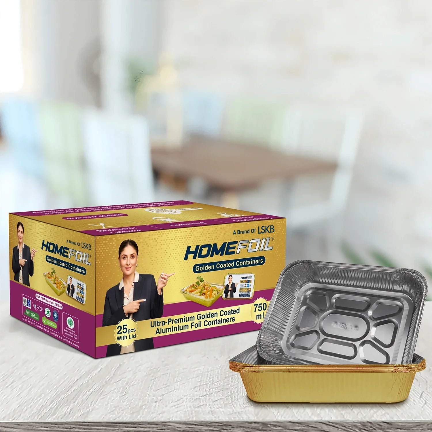 HOMEFOIL Golden Coated Containers 750ml