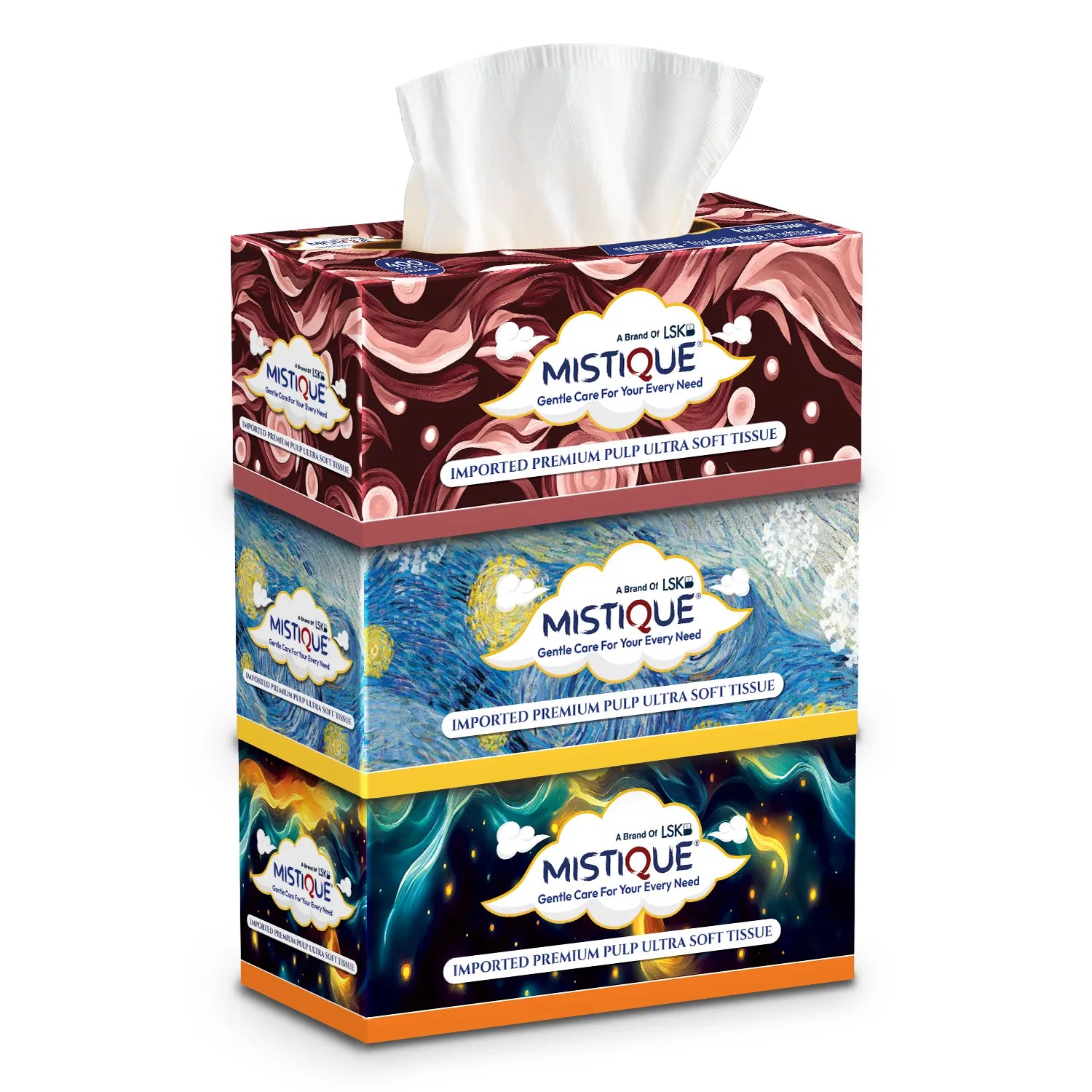 MISTIQUE 2 Ply Facial Tissue Paper | Pack of 3 (200 Pulls Per Box, 400 Sheets)