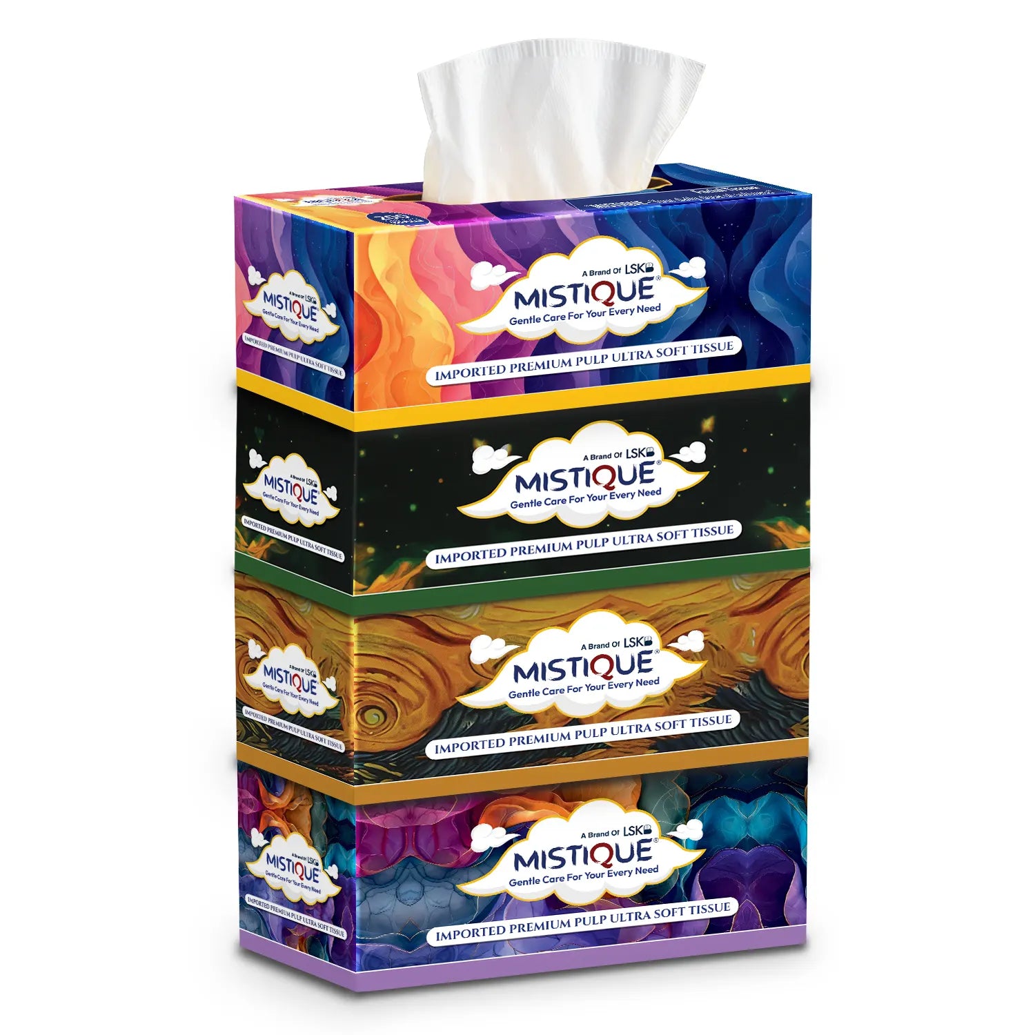 MISTIQUE 2 Ply Facial Tissue Paper |  Pack of 4 (100 Pulls Per Box, 200 Sheets)
