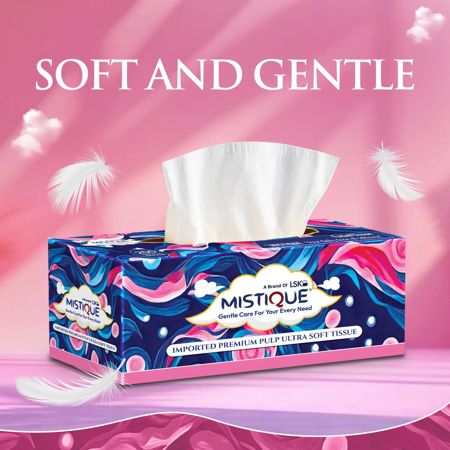 MISTIQUE 2 Ply Facial Tissue Box | Pack of 4 (100 Pulls Per Box, 200 Sheets)