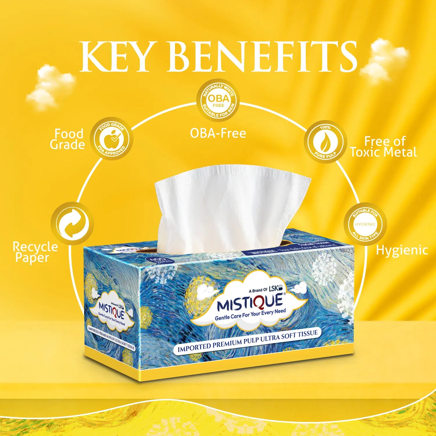 MISTIQUE 2 Ply Facial Tissue Paper | Pack of 3 (200 Pulls Per Box, 400 Sheets)