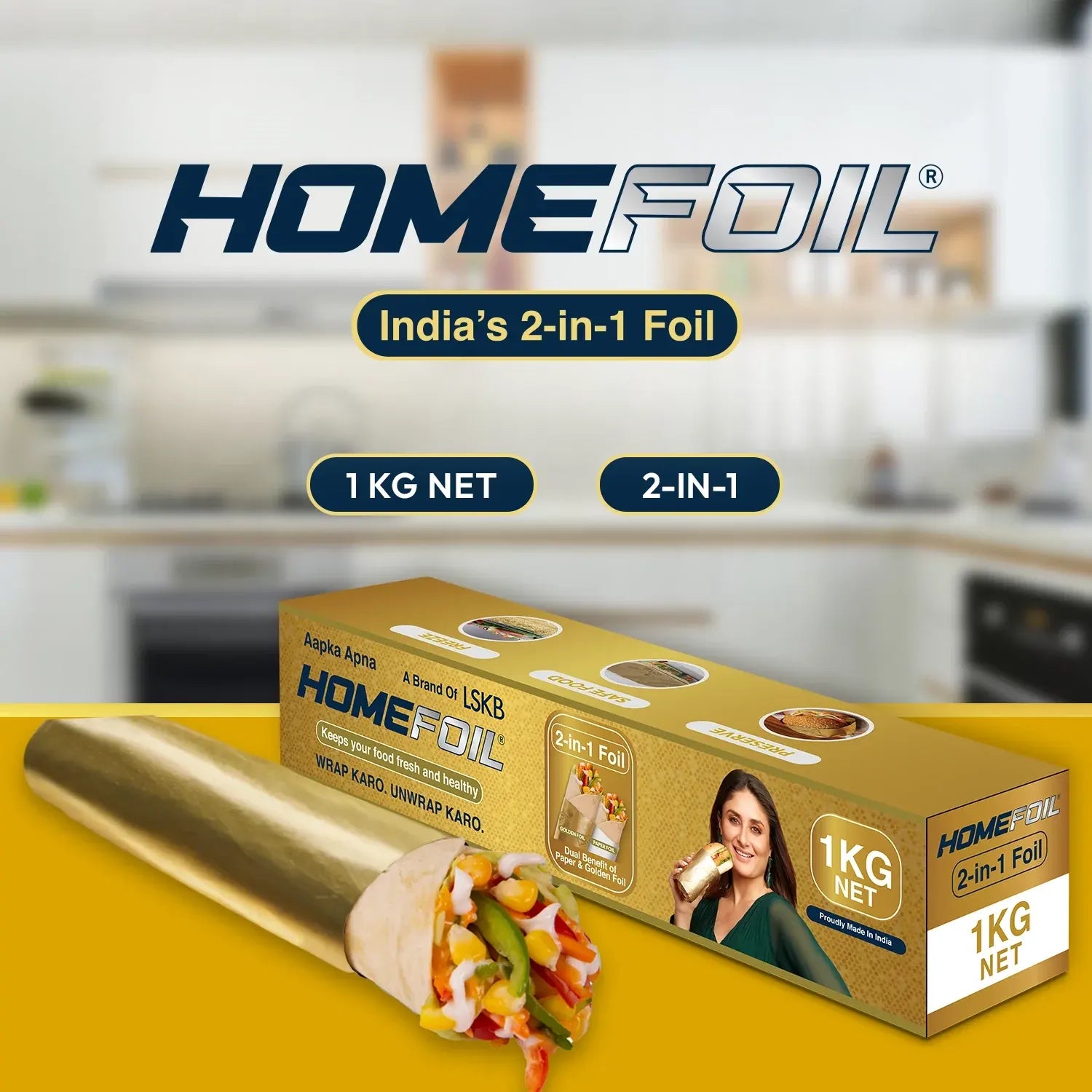 HOMEFOIL 2-in-1 Paper & Golden Foil (1 KG Net)