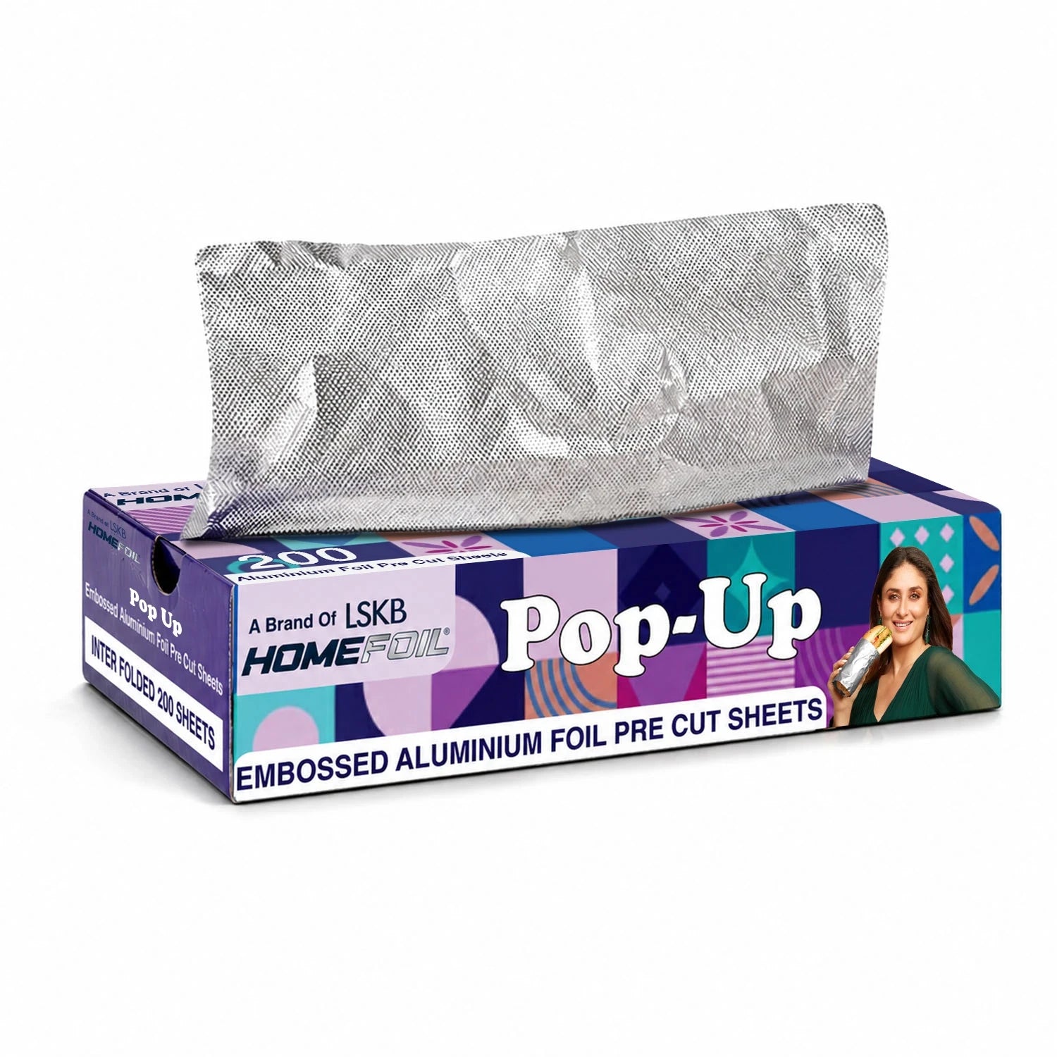 HOMEFOIL Pop-Up Aluminium Foil Sheets | 12 Micron Heavy-Duty Pre-Cut Foil | 200 Interfolded Sheets