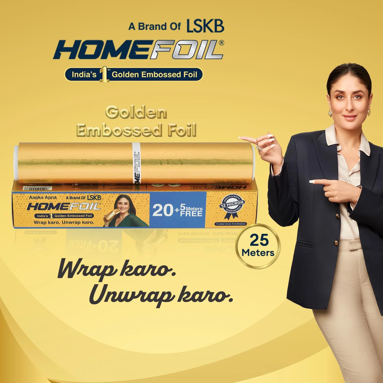 HOMEFOIL 20+ 5 Meters Free Golden Embossed Foil (Pack of 3)