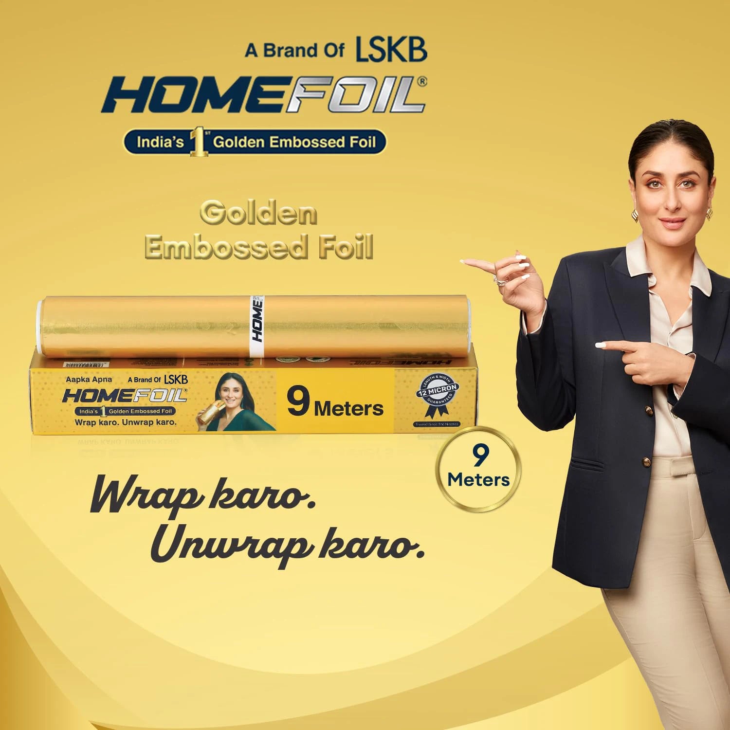 HOMEFOIL 9 Meters Golden Embossed Foil (Pack of 3)