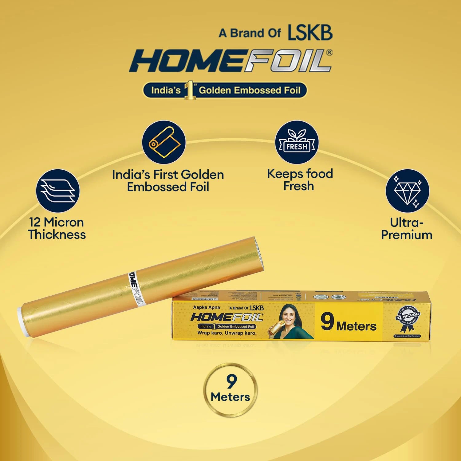 HOMEFOIL 9 Meters Golden Embossed Foil
