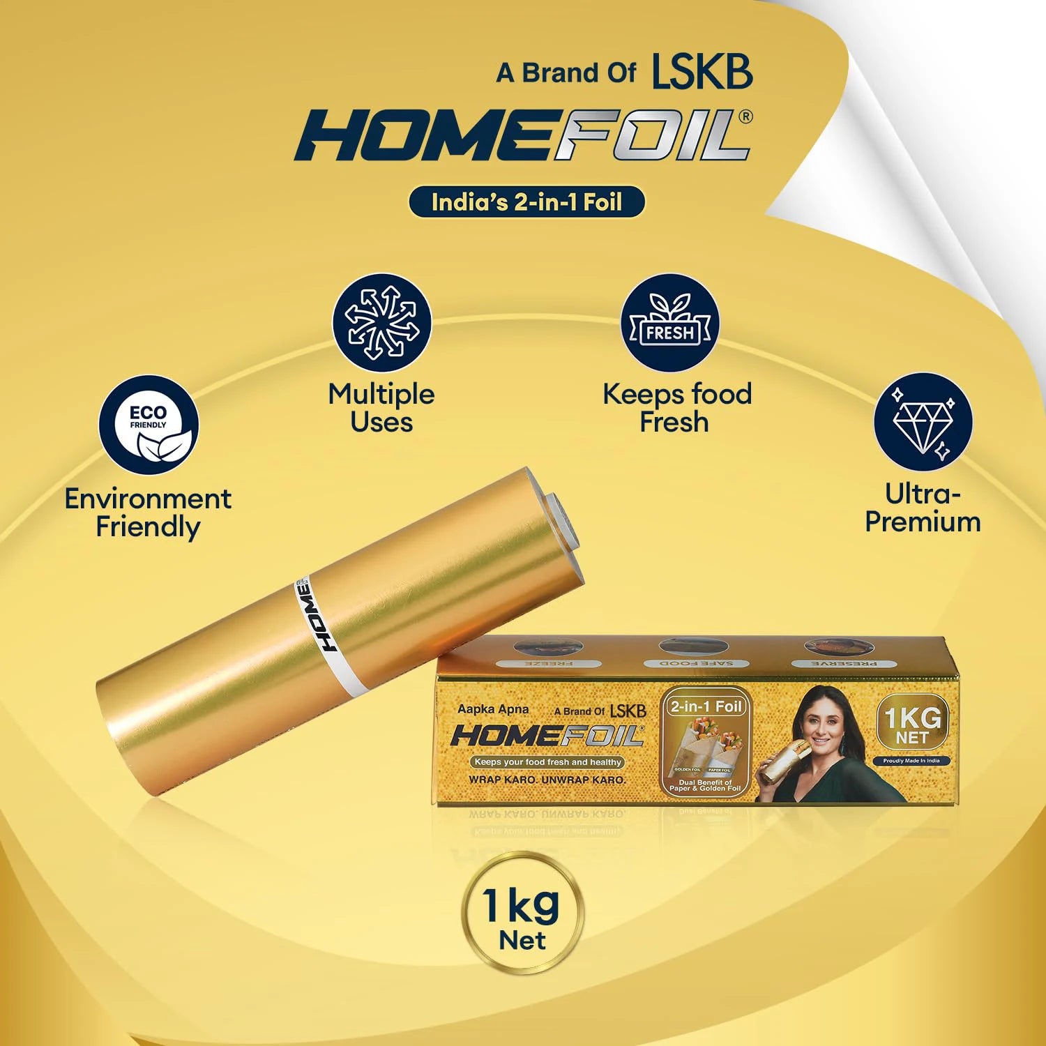 HOMEFOIL 2-in-1 Paper & Golden Foil (1 KG Net)