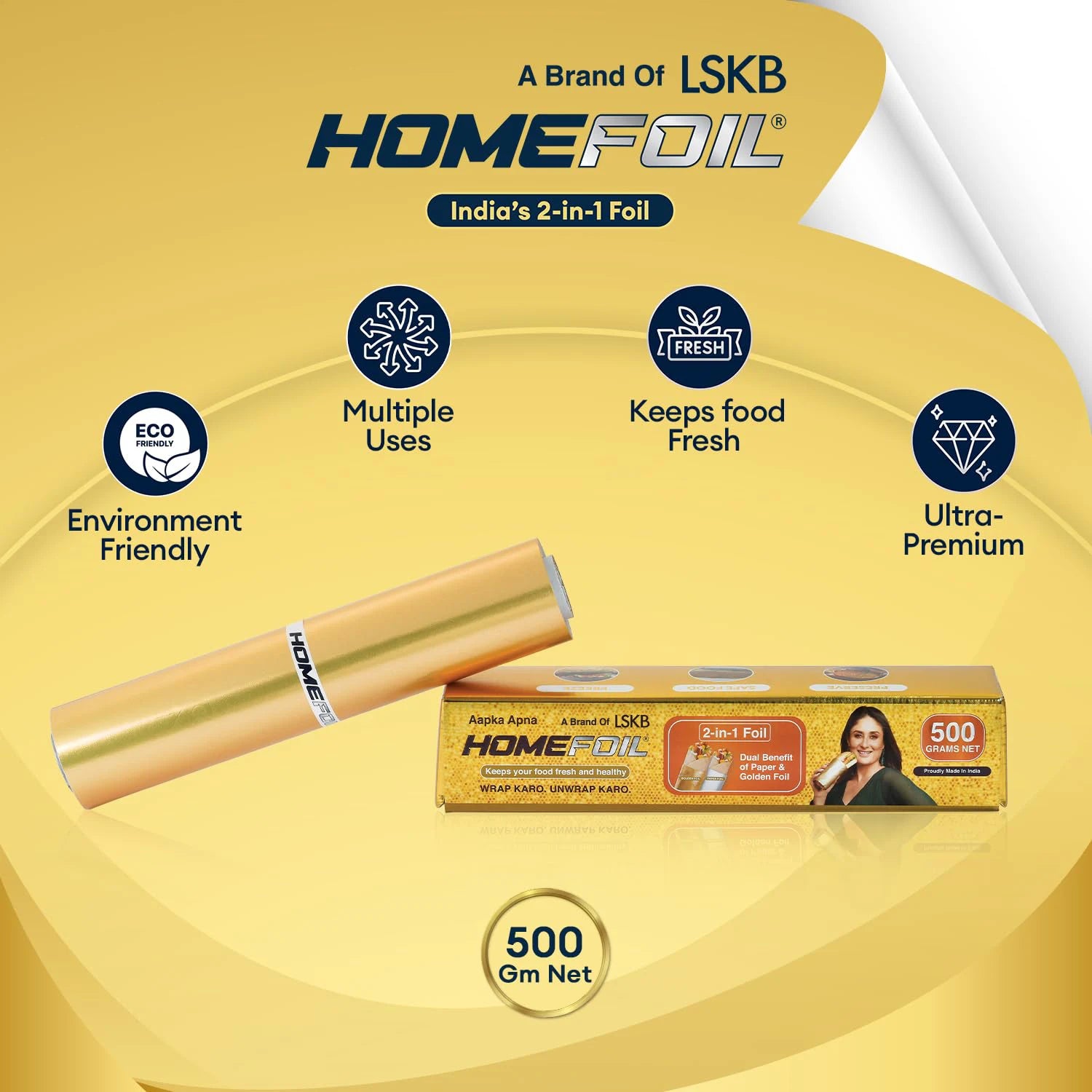 HOMEFOIL 2-in-1 Paper & Golden Foil (500 Grams)