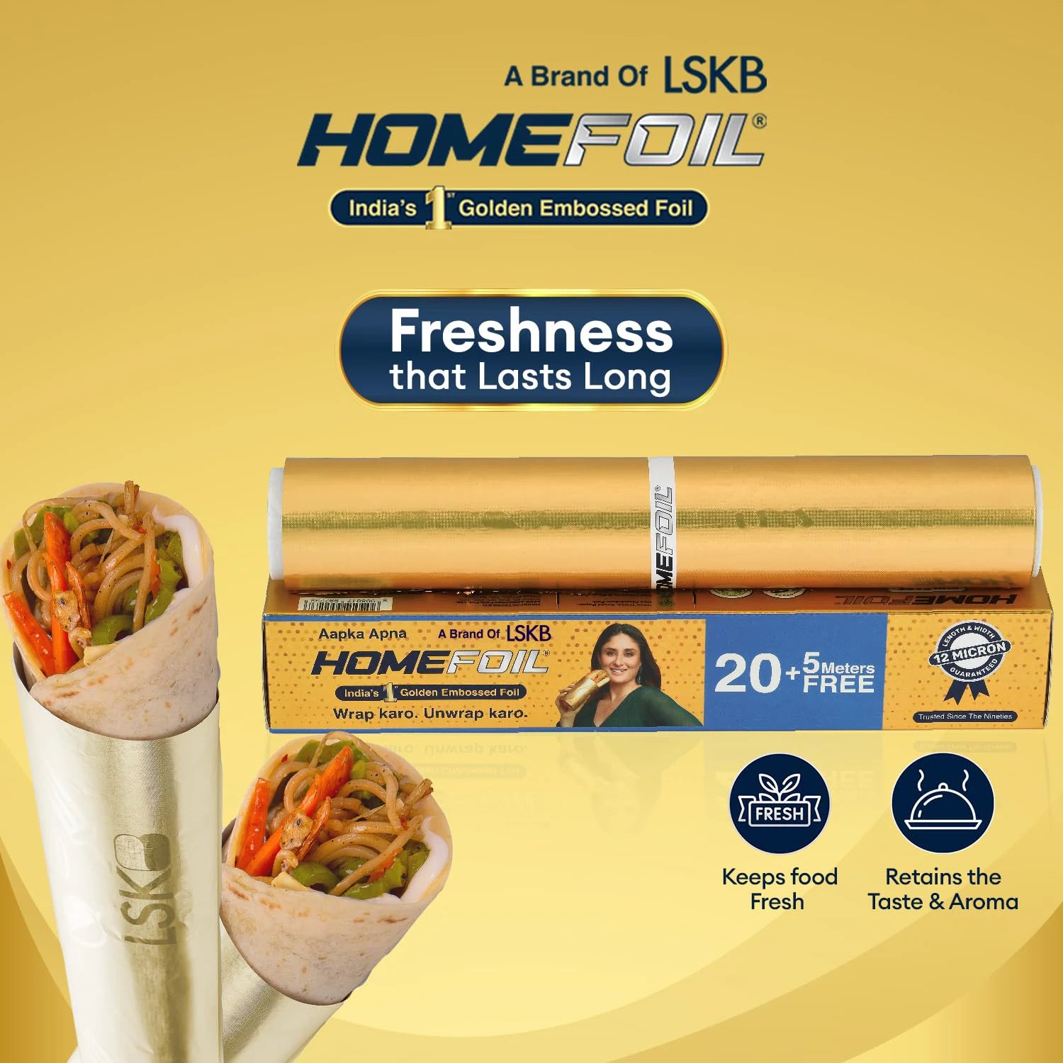 HOMEFOIL 20+ 5 Meters Free Golden Embossed Foil (Pack of 2)