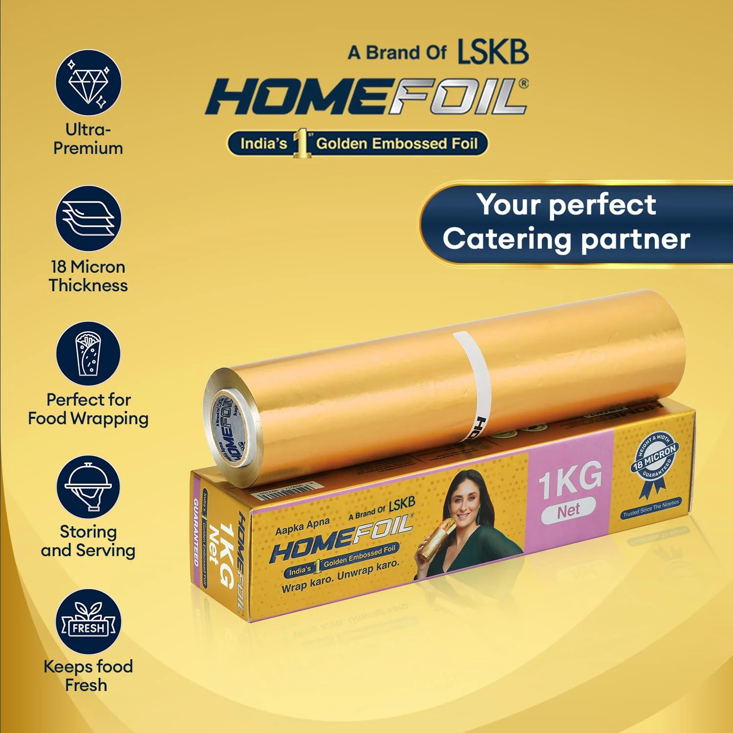 HOMEFOIL 1 Kg Net Golden Embossed Foil (Pack of 2)