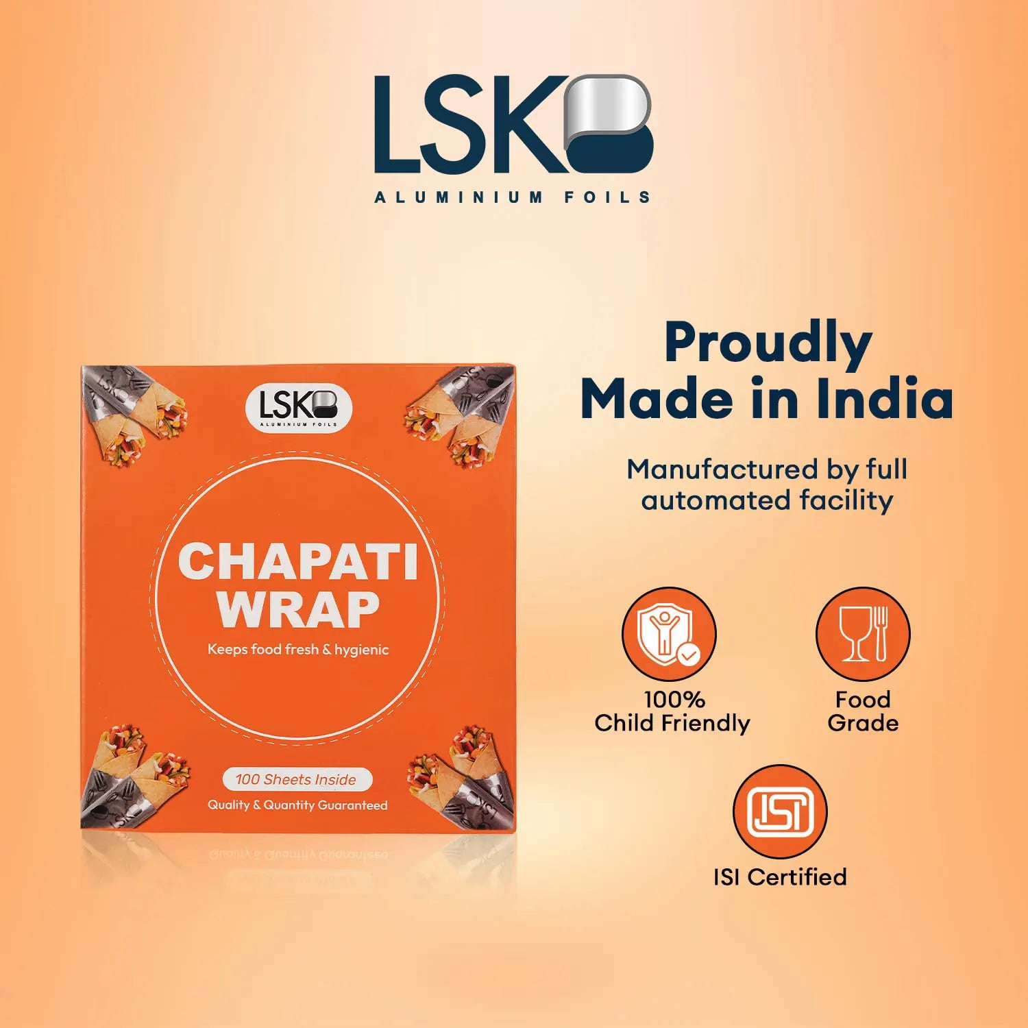 Chapati Wrap | 100 Pre-Cut Roti Wrapping Aluminium Foil Sheets