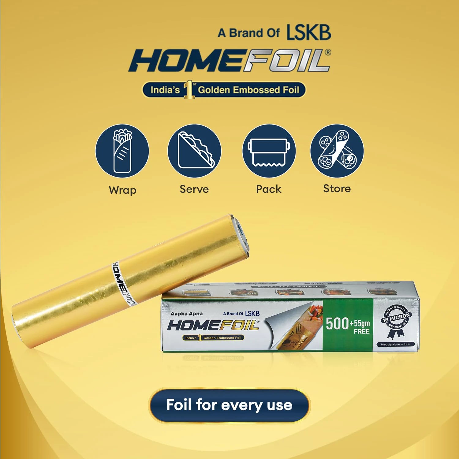 HOMEFOIL 500+55 gm Free Golden Embossed Foil