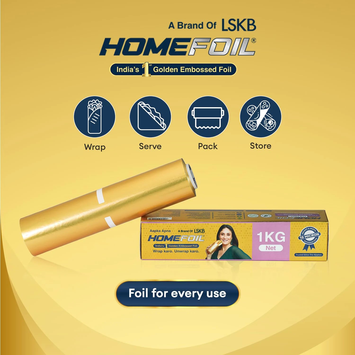 HOMEFOIL 1 Kg Net Golden Embossed Foil (Pack of 2)