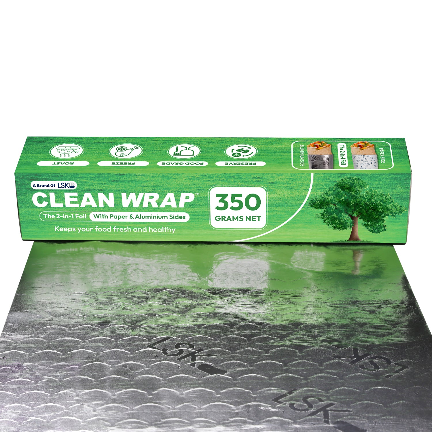 CLEAN WRAP 2-in-1  Paper & Aluminium Foil (350 Grams)