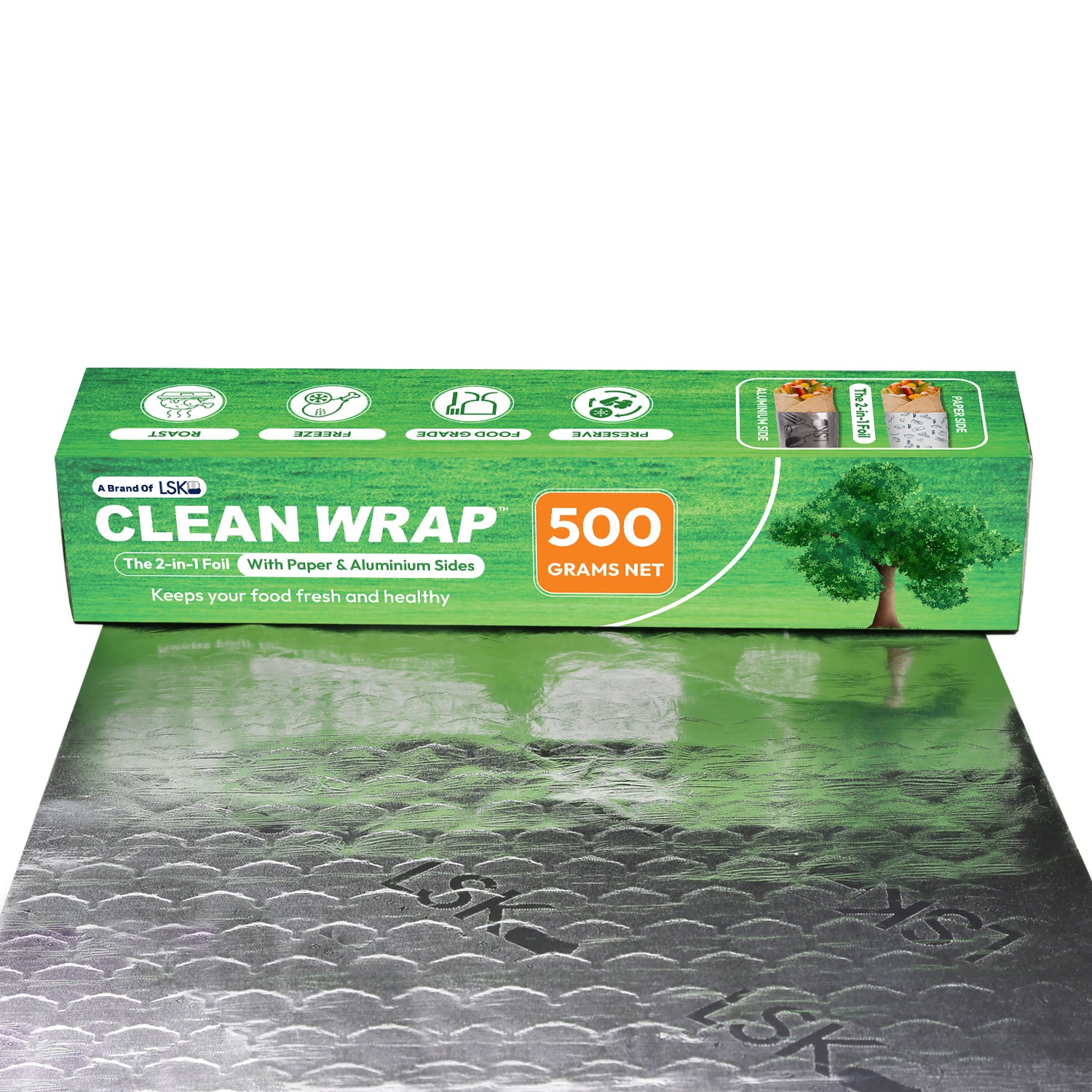CLEAN WRAP 2-in-1 Paper & Aluminium Foil (500 Grams)