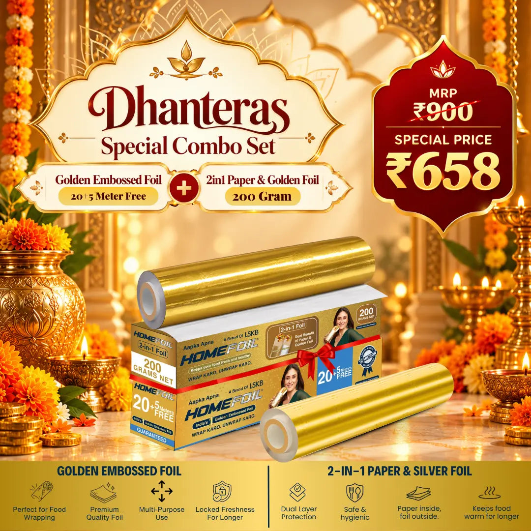 Dhanters Sale - 2-in-1 Paper & Golden Foil (200 Grams) + Golden Embossed Foil (20+5M)