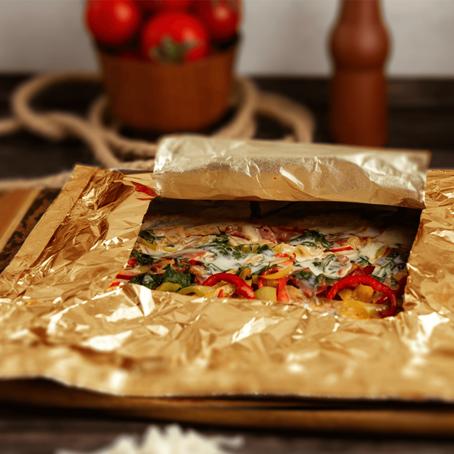 Vegetables Shrimp Foil Wraps Tin Foil Wrapped Shellfish Stock