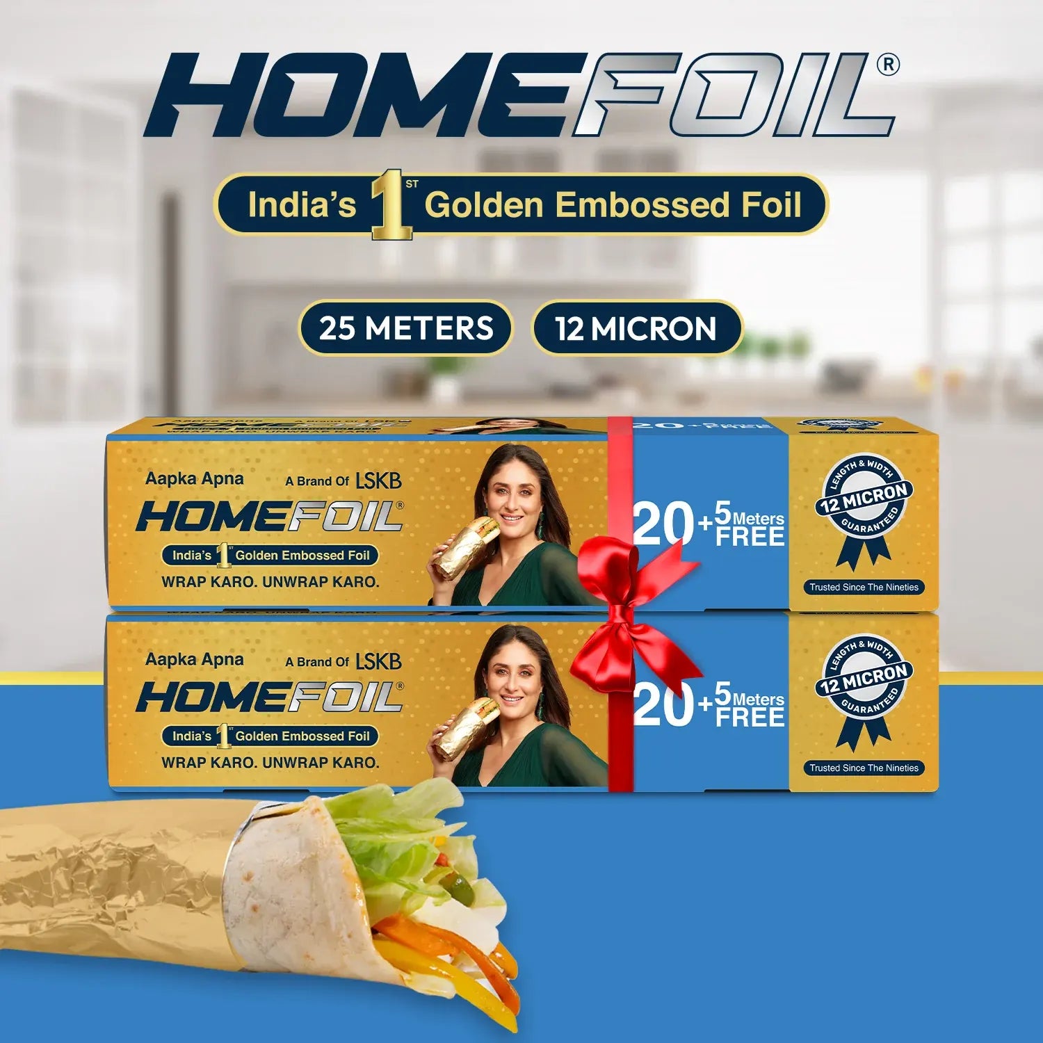 HOMEFOIL 20+ 5 Meters Free Golden Embossed Foil (Pack of 2)