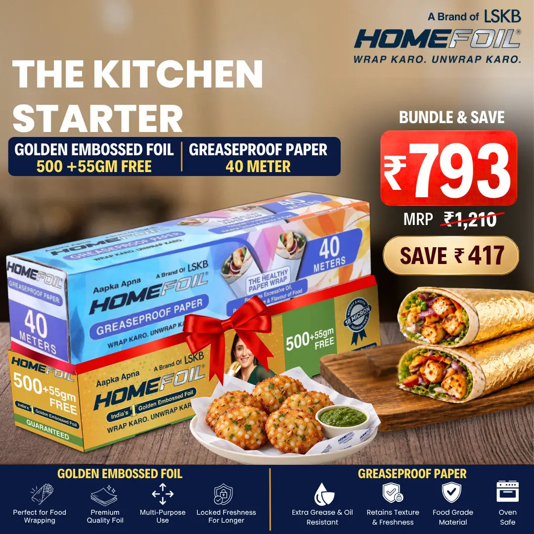 The Kitchen Starter - Golden Embossed Foil (500+55gm) + Greaseproof Paper (40M)