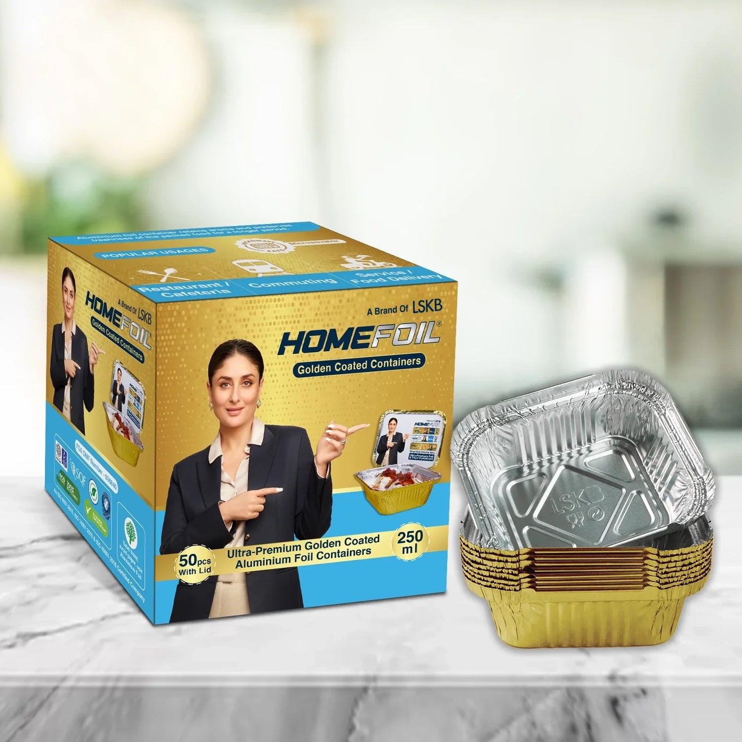 HOMEFOIL Golden Coated Containers 250ml