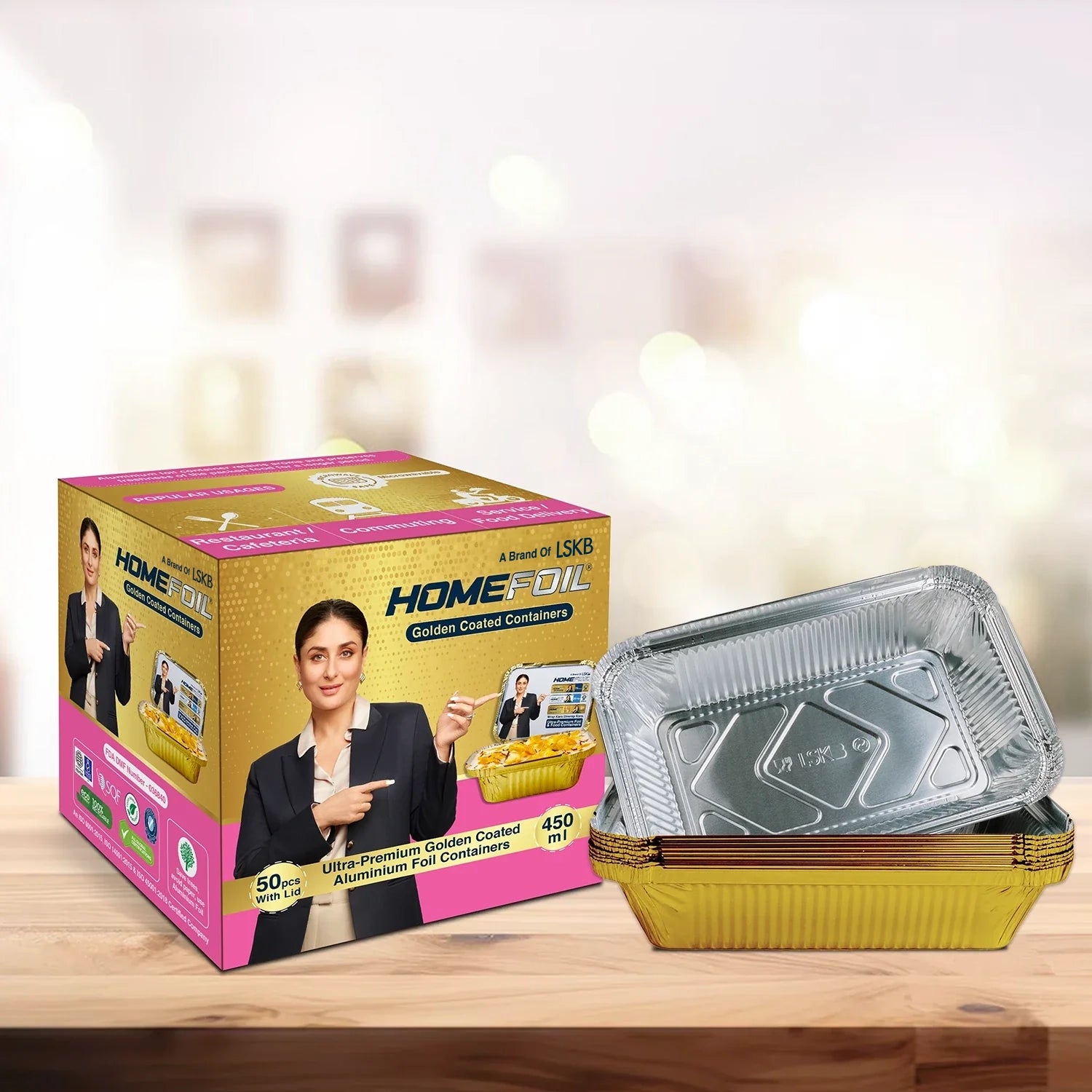 HOMEFOIL Golden Coated Containers 450ml