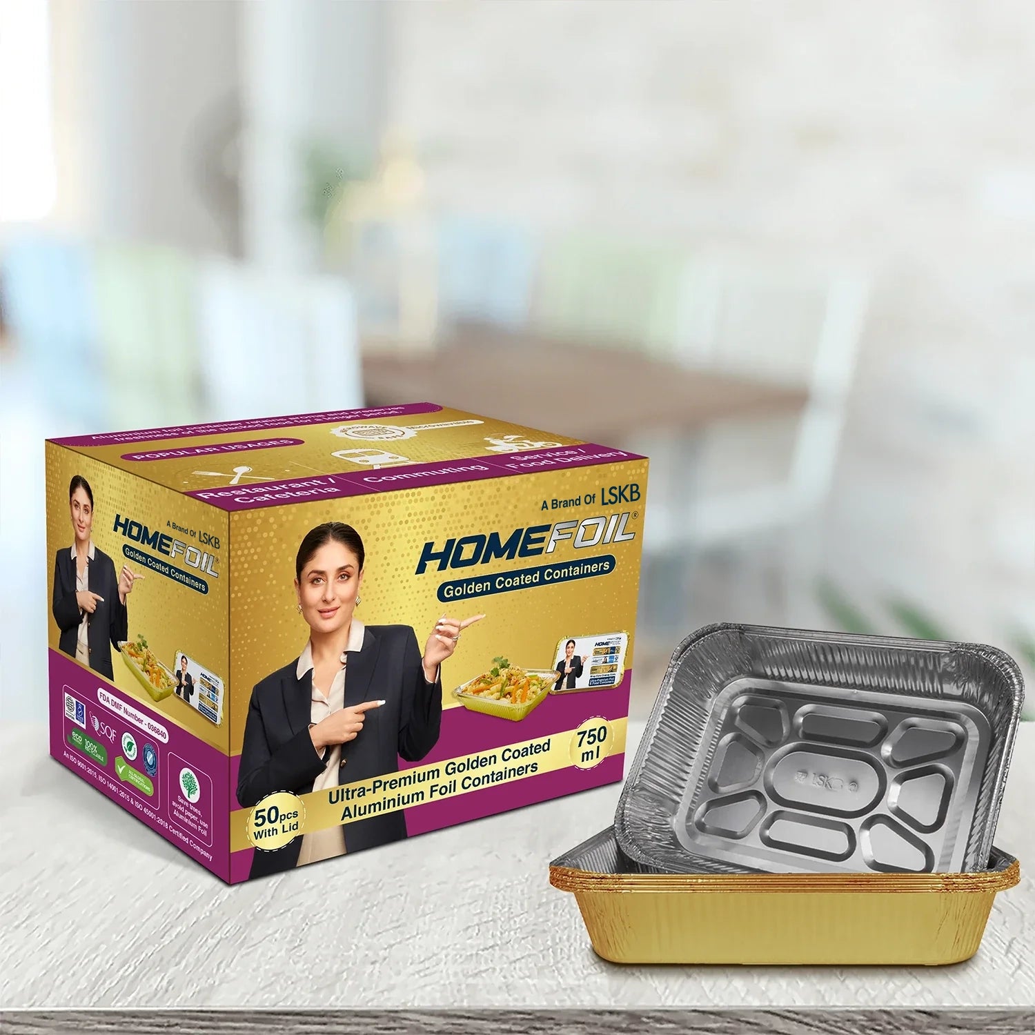 HOMEFOIL Golden Coated Containers 750ml