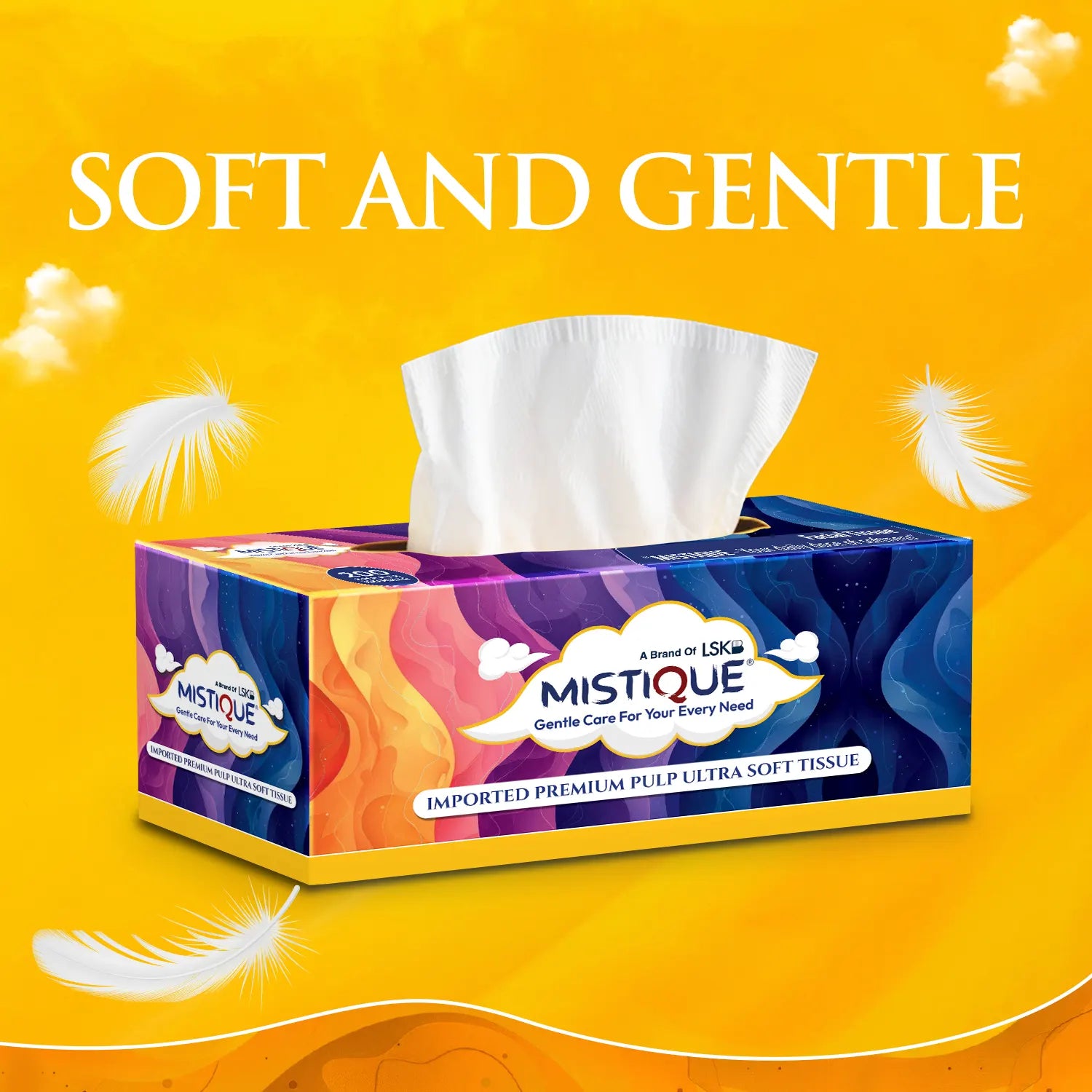 MISTIQUE 2 Ply Facial Tissue Paper |  Pack of 4 (100 Pulls Per Box, 200 Sheets)