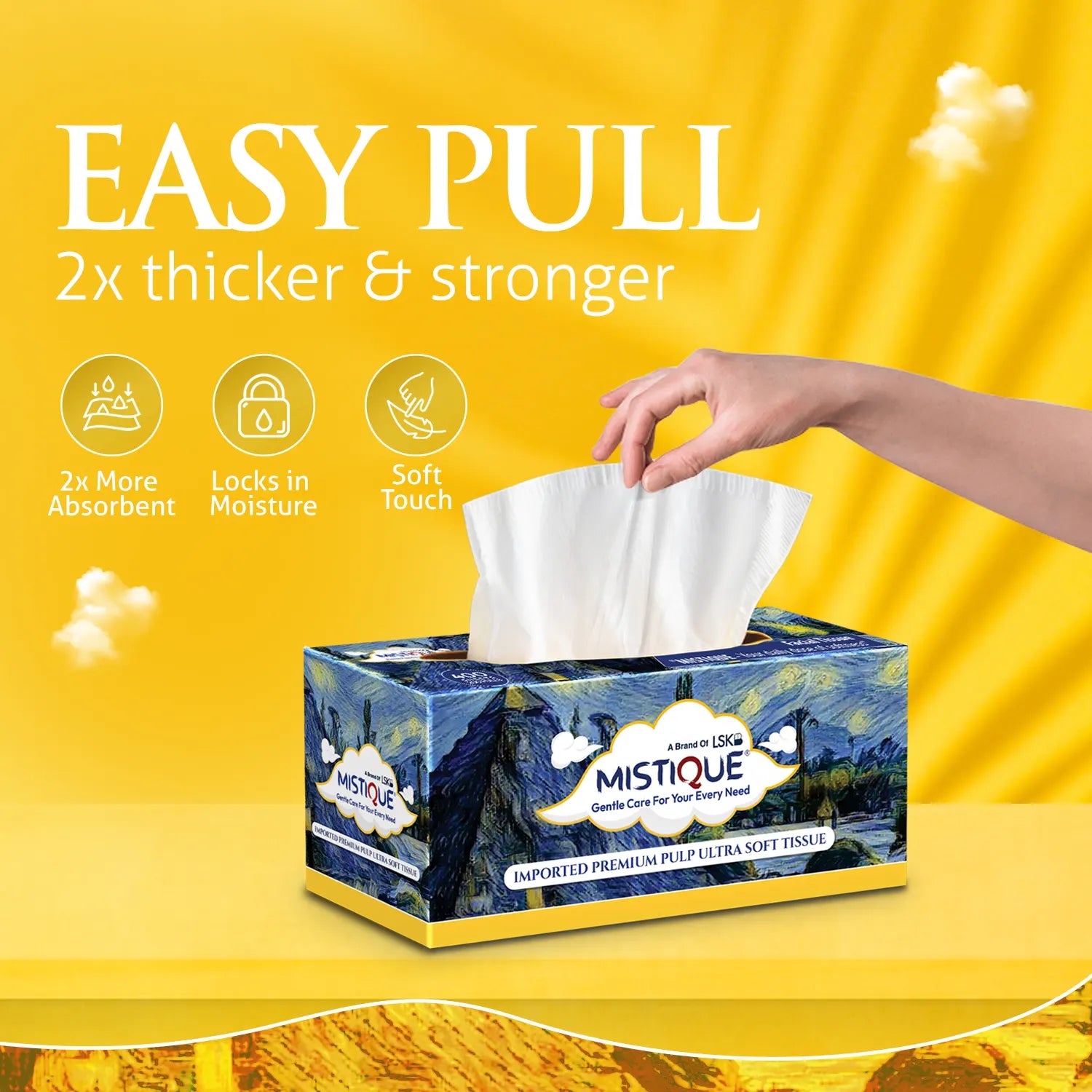 MISTIQUE 2 Ply Facial Tissue Paper  | Pack of 3 (200 Pulls Per Box, 400 Sheets)