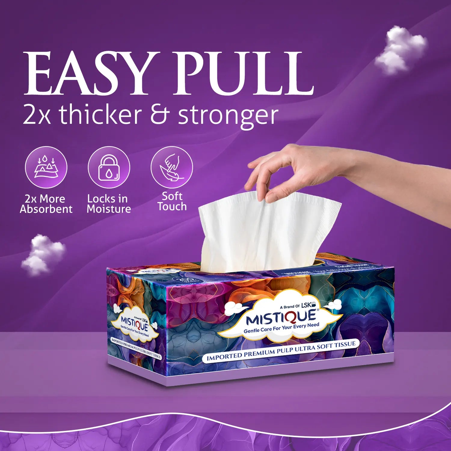 MISTIQUE 2 Ply Facial Tissue Paper |  Pack of 4 (100 Pulls Per Box, 200 Sheets)