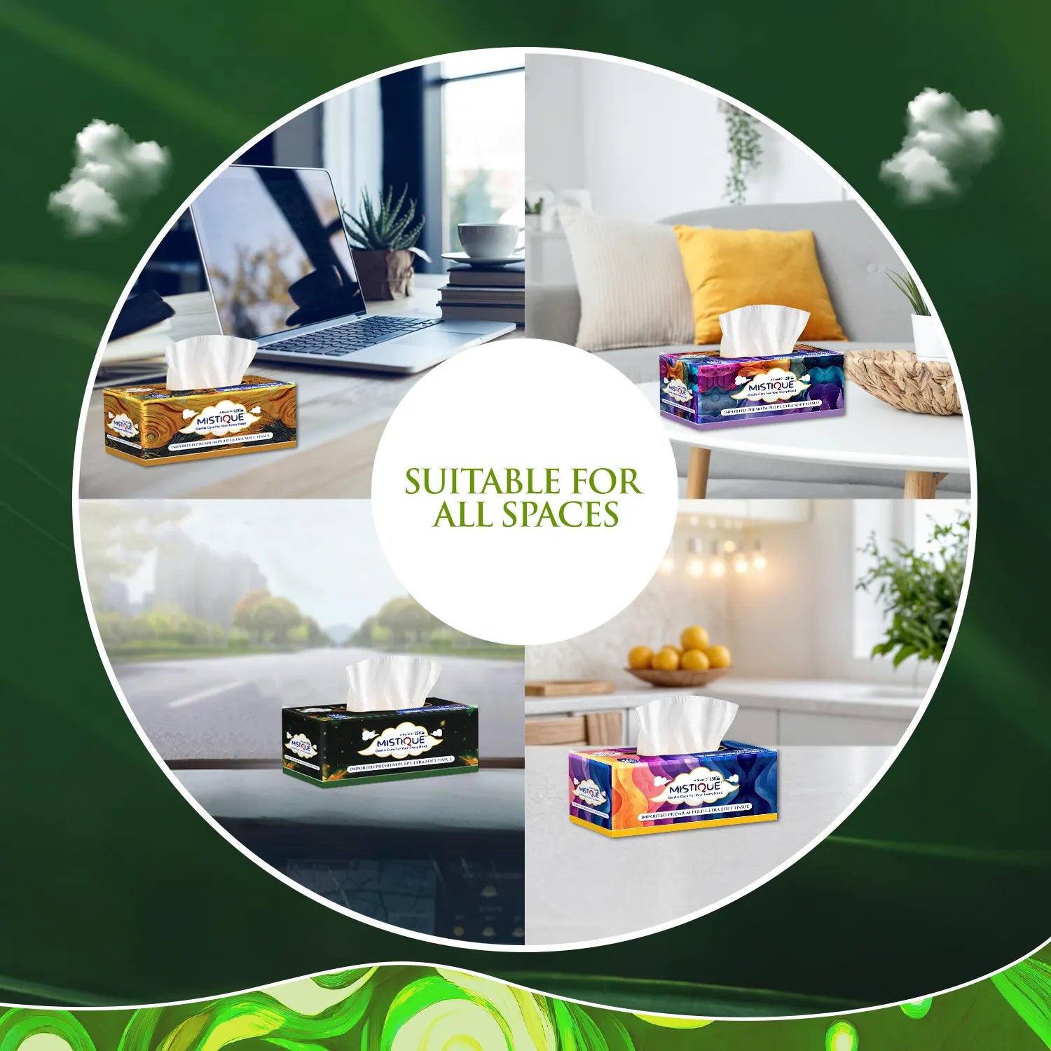 MISTIQUE 2 Ply Facial Tissue Paper |  Pack of 4 (100 Pulls Per Box, 200 Sheets)